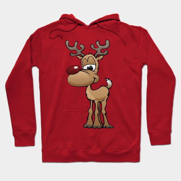 Cute Christmas Reindeer Cartoon Hoodie by hobrath